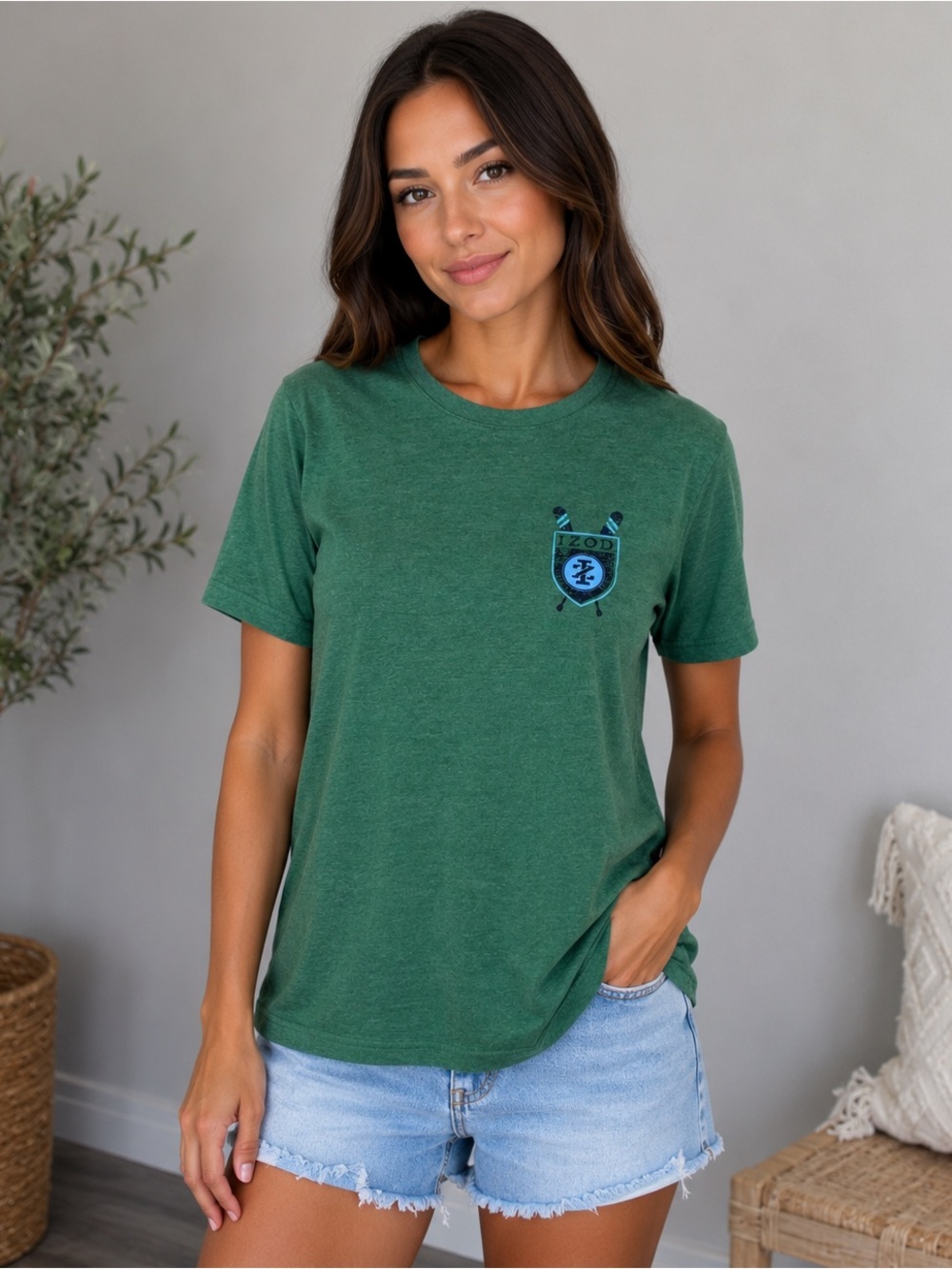 IZOD Men’s Saltwater Relaxed Classics Green Graphic Short Sleeve Tee Size Small